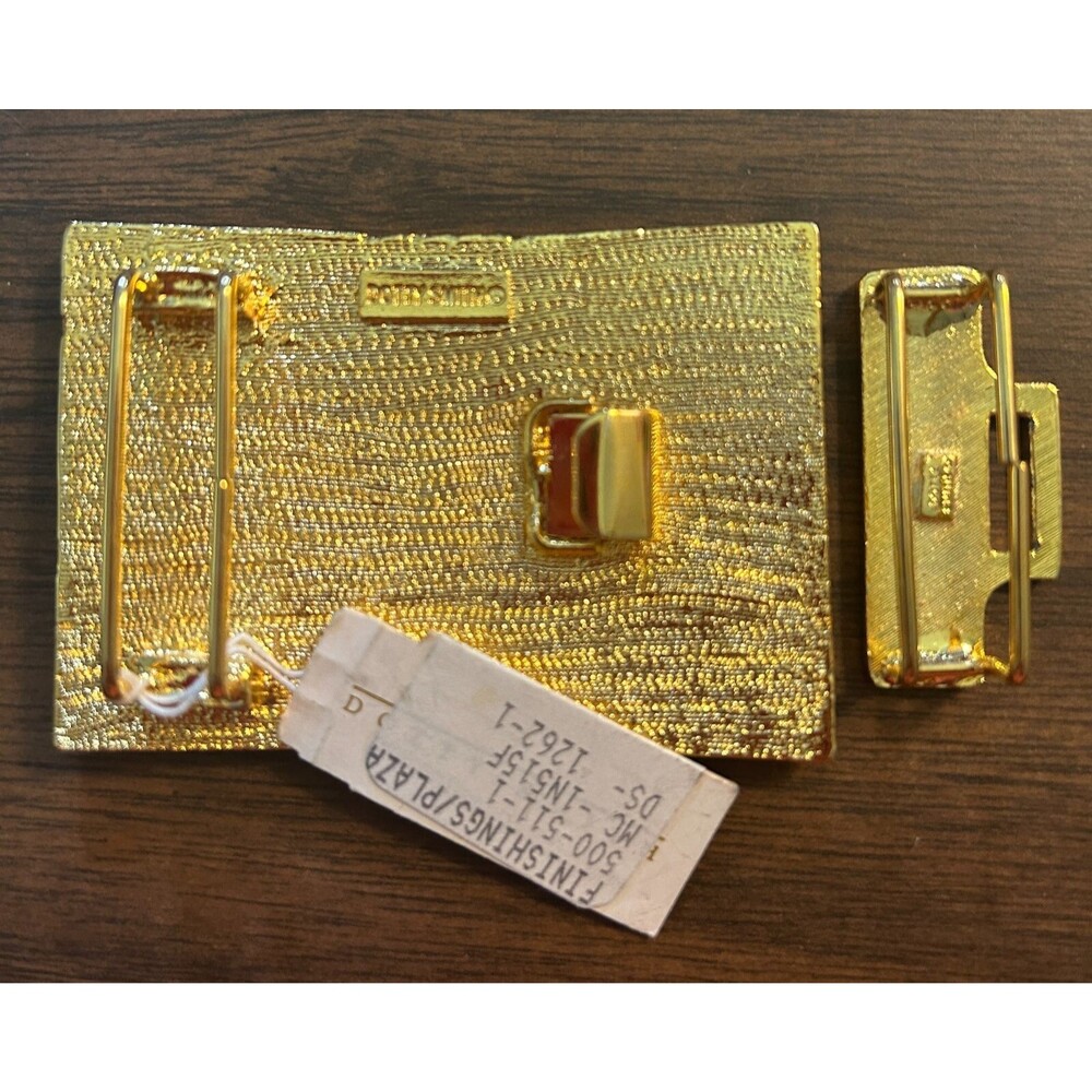 Vintage Dotty Smith Goldtone American Flag Enameled Belt Buckle 2.5" x  1.75" - Picture 13 of 13
